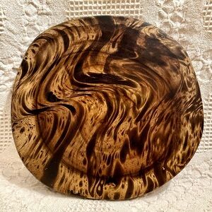 Footed Serving Board Lipper International Acacia Burl Finish Solid Wood Thailand